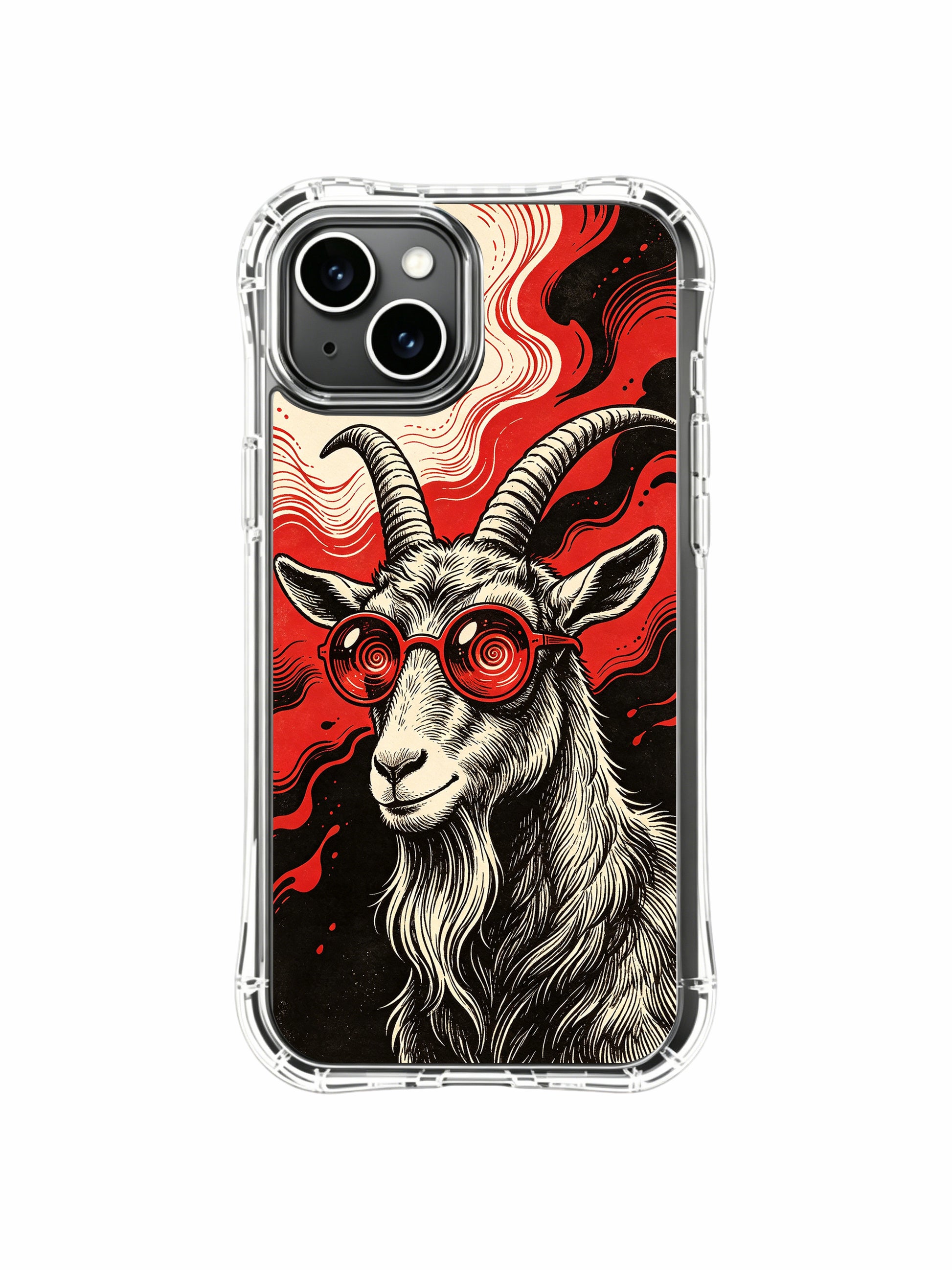 Retro underground psychedelic rock aesthetic goat fine art on PhoneCasing iPhone 13 Case, licensed wearable premium art case curated to fit high-end women’s art accessory collection.