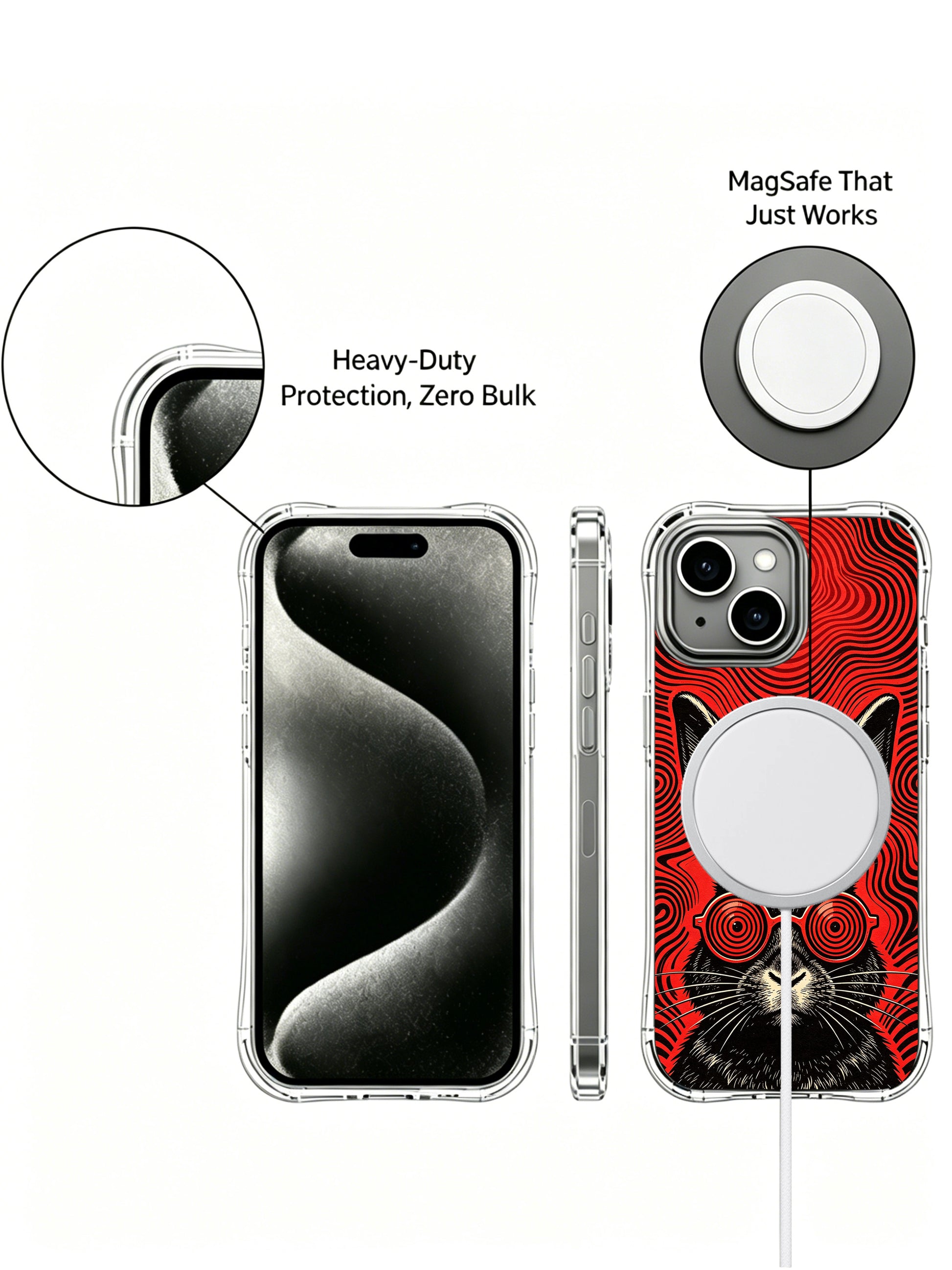 Retro psychedelic underground record cover style black rabbit fine art on PhoneCasing iPhone 13 Case, limited artist collab casing ideal for anniversary luxury art presents.