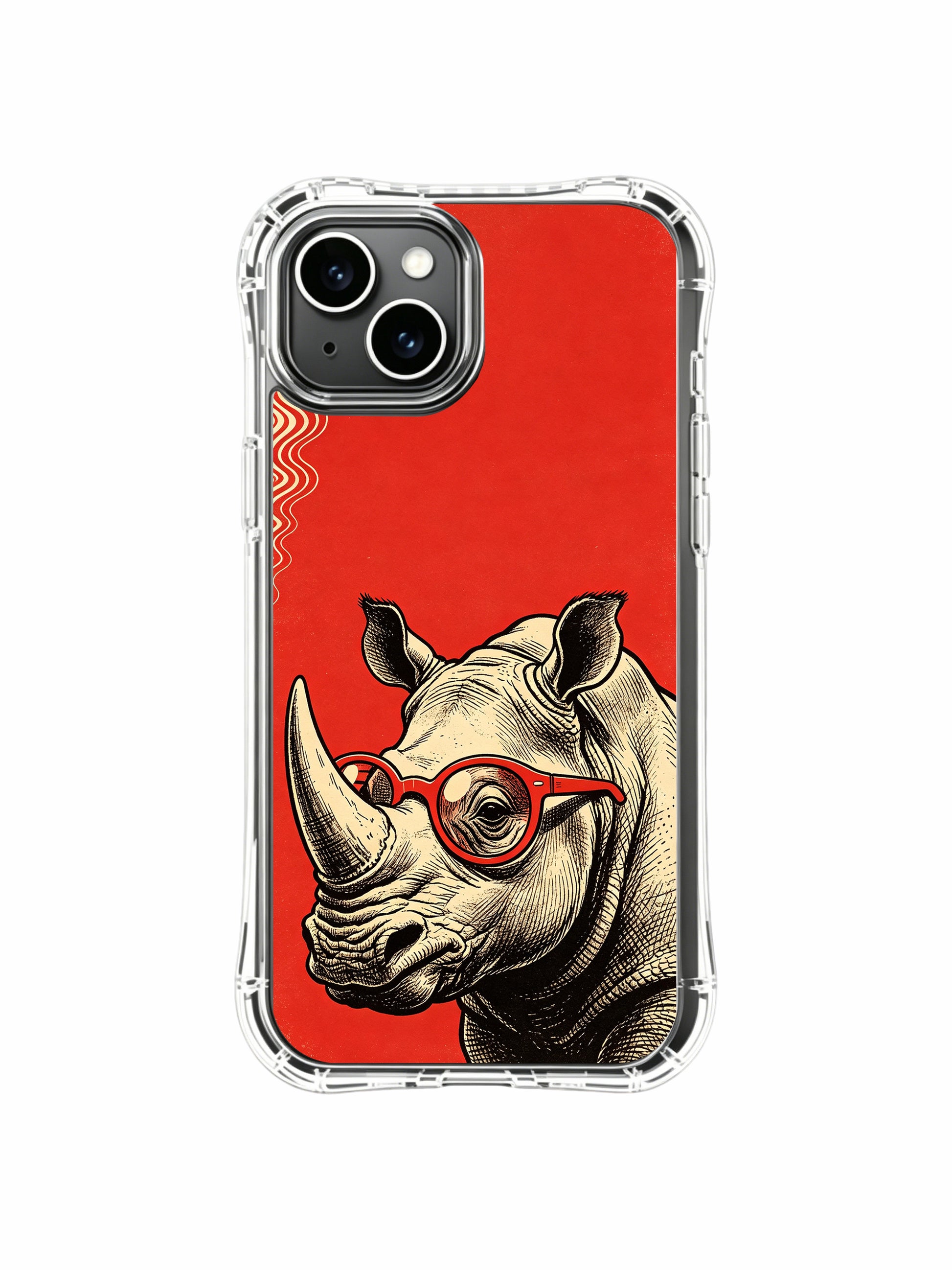 Iconic moving vintage sculpture rhino collector artwork by Rufus Vale on PhoneCasing iPhone 13 Case, limited-edition handmade art phone casing shipped directly from California USA.