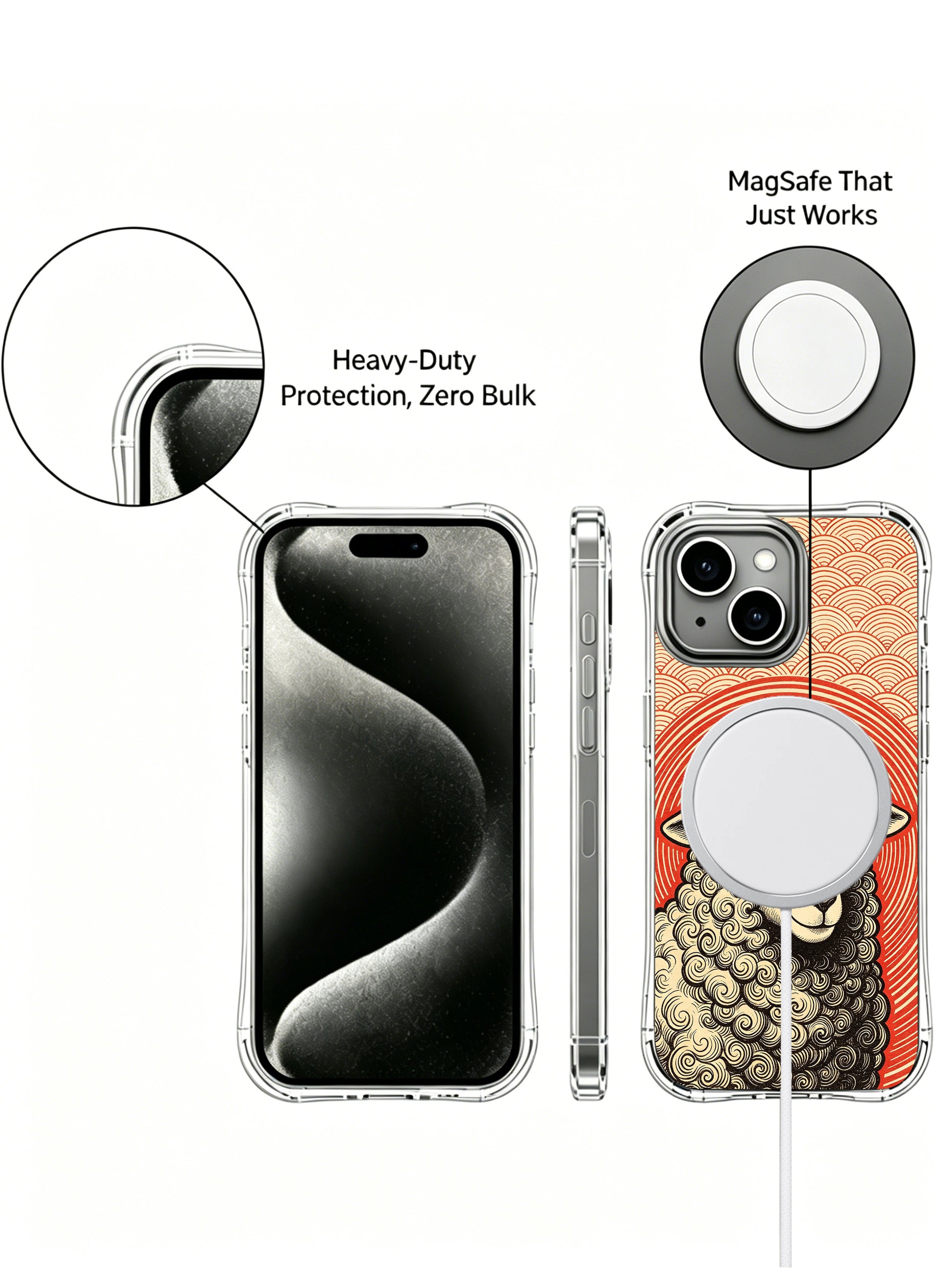 Retro surreal psychedelic poet sheep fine art with crimson red round glasses on PhoneCasing iPhone 13 Case, limited artist collab casing picked as thoughtful anniversary luxury art present.