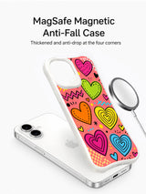 Retro Tropical Hearts artwork on an iPhone 16 Plus case