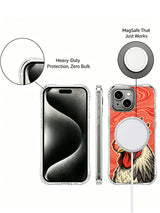 Retro underground rock rooster portrait artwork on an iPhone 13 case