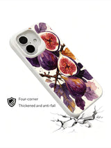 Rich purple fruit artwork on an iPhone 16 case