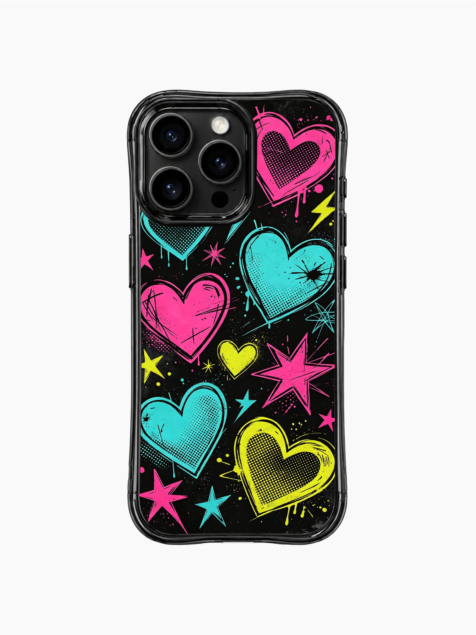PhoneCasing iPhone 13 Pro Max cover Punk Sweetheart rock style graffiti heart design, ideal gift for punk rock romantic lovers protective casing.
