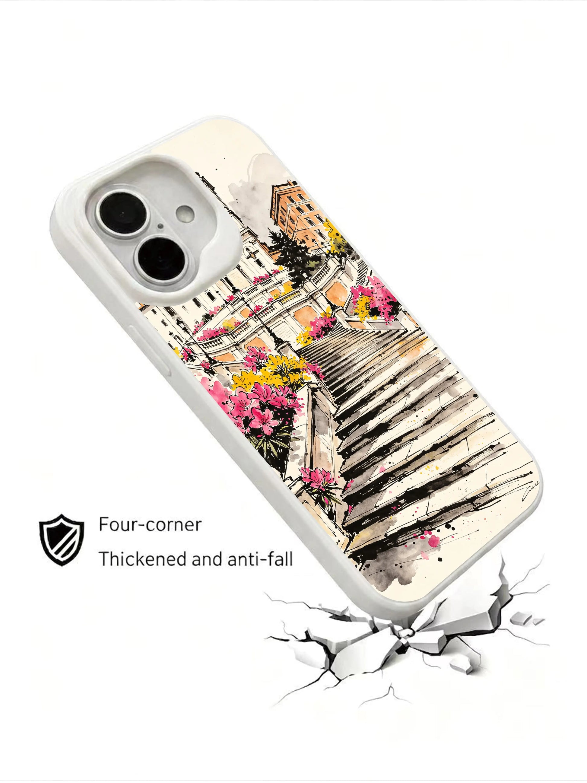 PhoneCasing Rome landscape iPhone 16 Case, modern artistic style