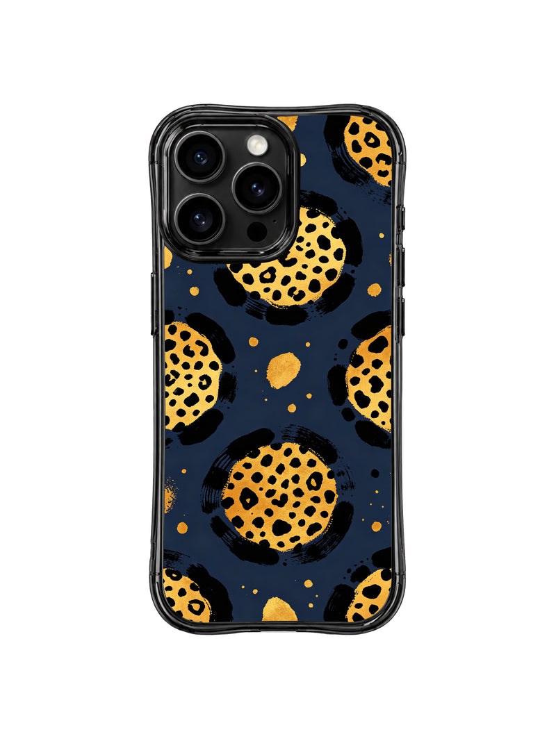 Midnight Golden Drift Navy Gold Leopard iPhone 14 Pro Case