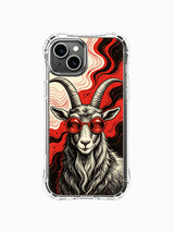Exclusive Red Frequency Goat fine art design by Rufus Vale decorates PhoneCasing iPhone 13 Case, limited artist-collaborated gallery-grade wearable art crafted inside our California production facility for female art collectors.