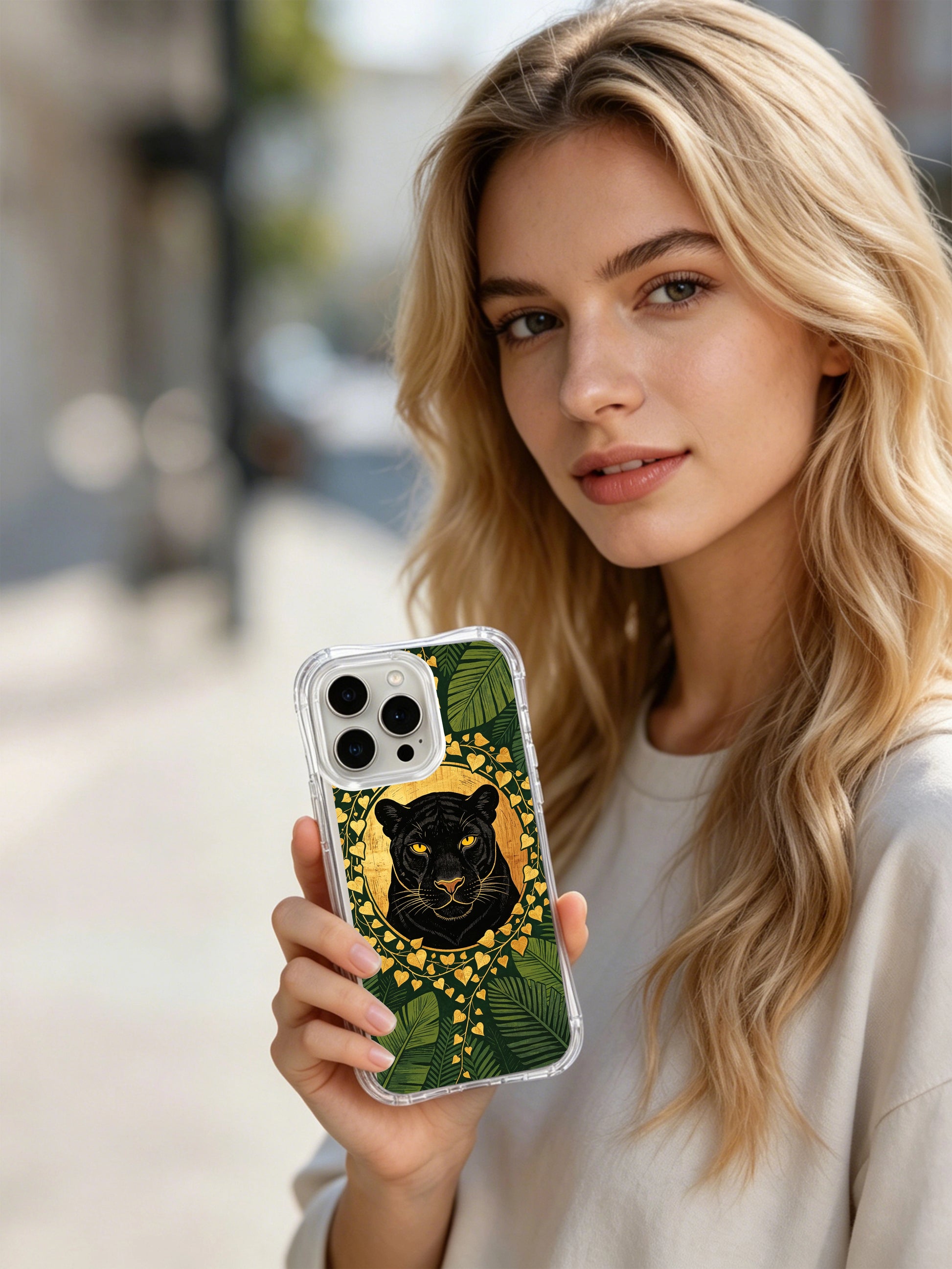PhoneCasing Sand Texture Panther iPhone 15 Pro Max Case, embossed artistic premium casing
