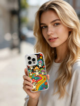 PhoneCasing iPhone 16 pro max Case, collectible fine art casing filled with vibrant confetti dots across grassy ground amid a full mushroom spring dance celebration, premium USA printed long-lasting wearable casing