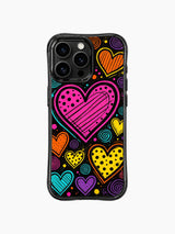 Scattered Vibrant Heart Doodle görseli içeren iPhone 13 Pro Max kılıfı