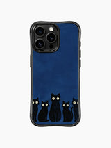 PhoneCasing iPhone 16 pro max anti-yellowing case with silent feline guardians, black cats holding steady power in tranquility.
