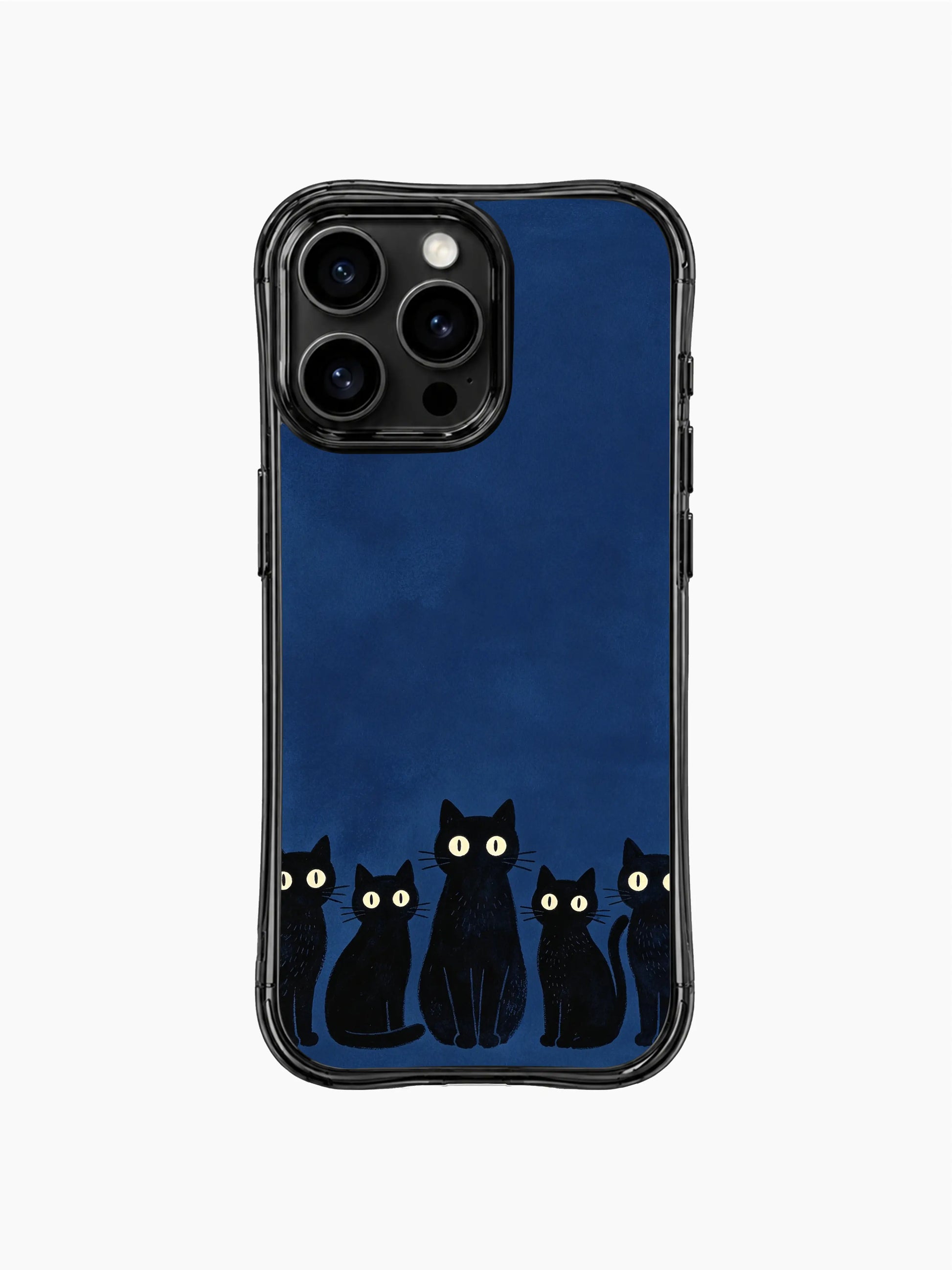 PhoneCasing iPhone 16 pro max anti-yellowing case with silent feline guardians, black cats holding steady power in tranquility.
