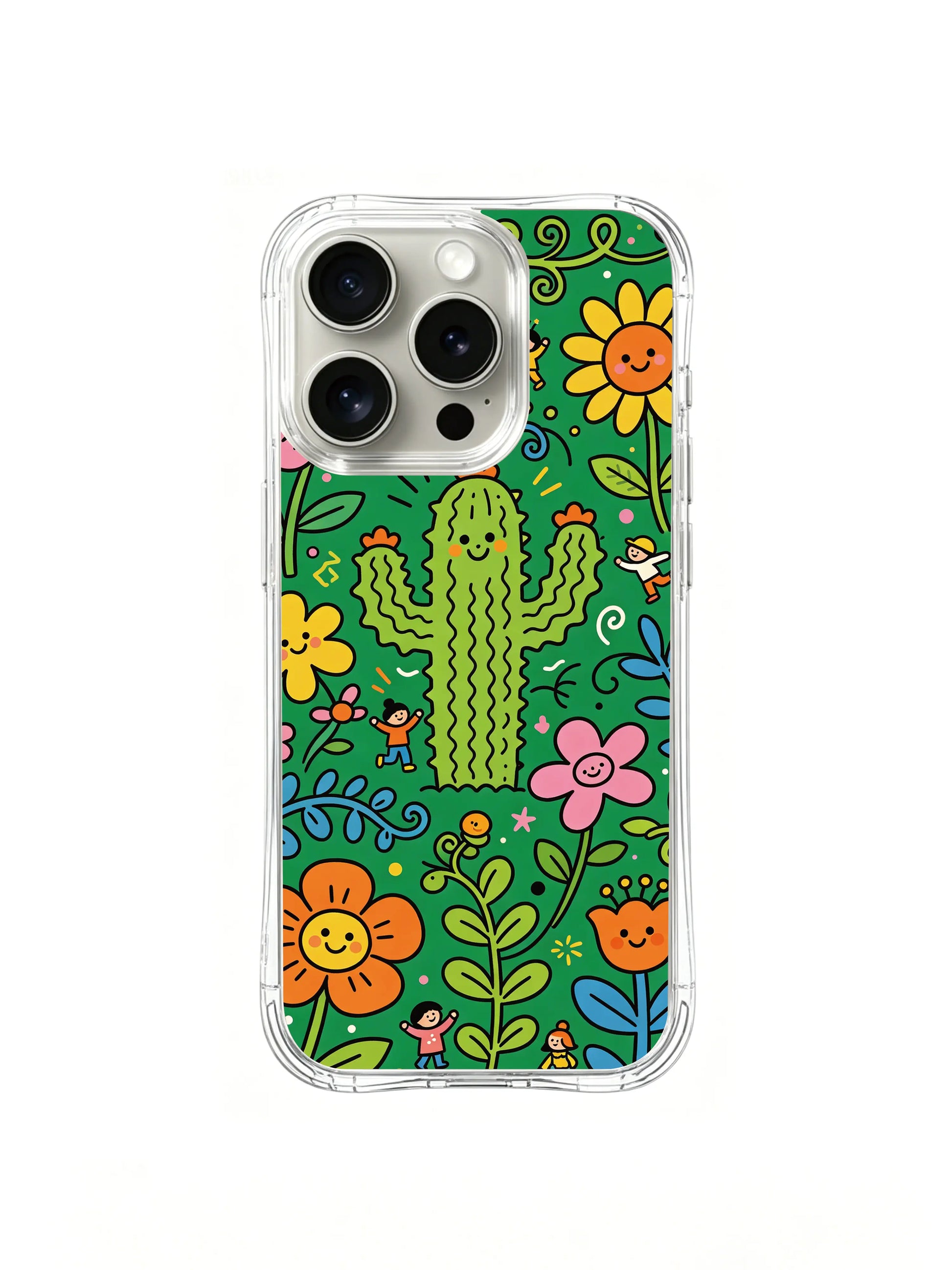 PhoneCasing iPhone 16 Pro Case with potted cactus illustration, exclusive artist-collaborated design, premium art case.