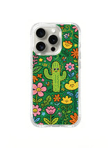 PhoneCasing iPhone 16 Pro Case with smiling flower art from the Silly Plant Garden, Milo Yun’s series, high-quality printed casing.