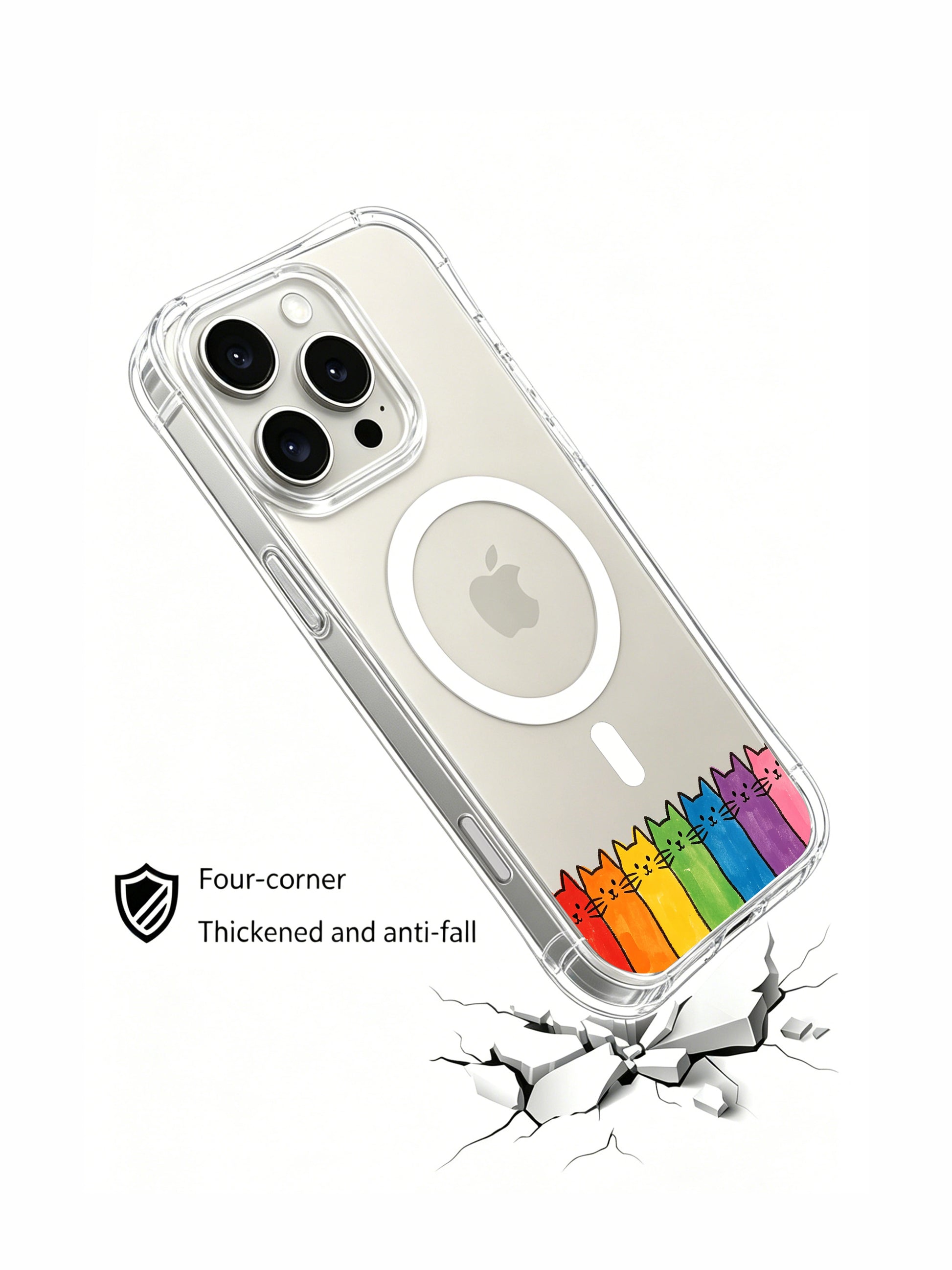 PhoneCasing iPhone 16 Pro Max featuring Simple Rainbow Felines, a playful line of cats that feels like a lighthearted, cheerful tune.
