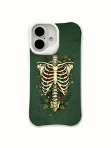 Skeleton wood and nature-tone composition on an iPhone 16 case