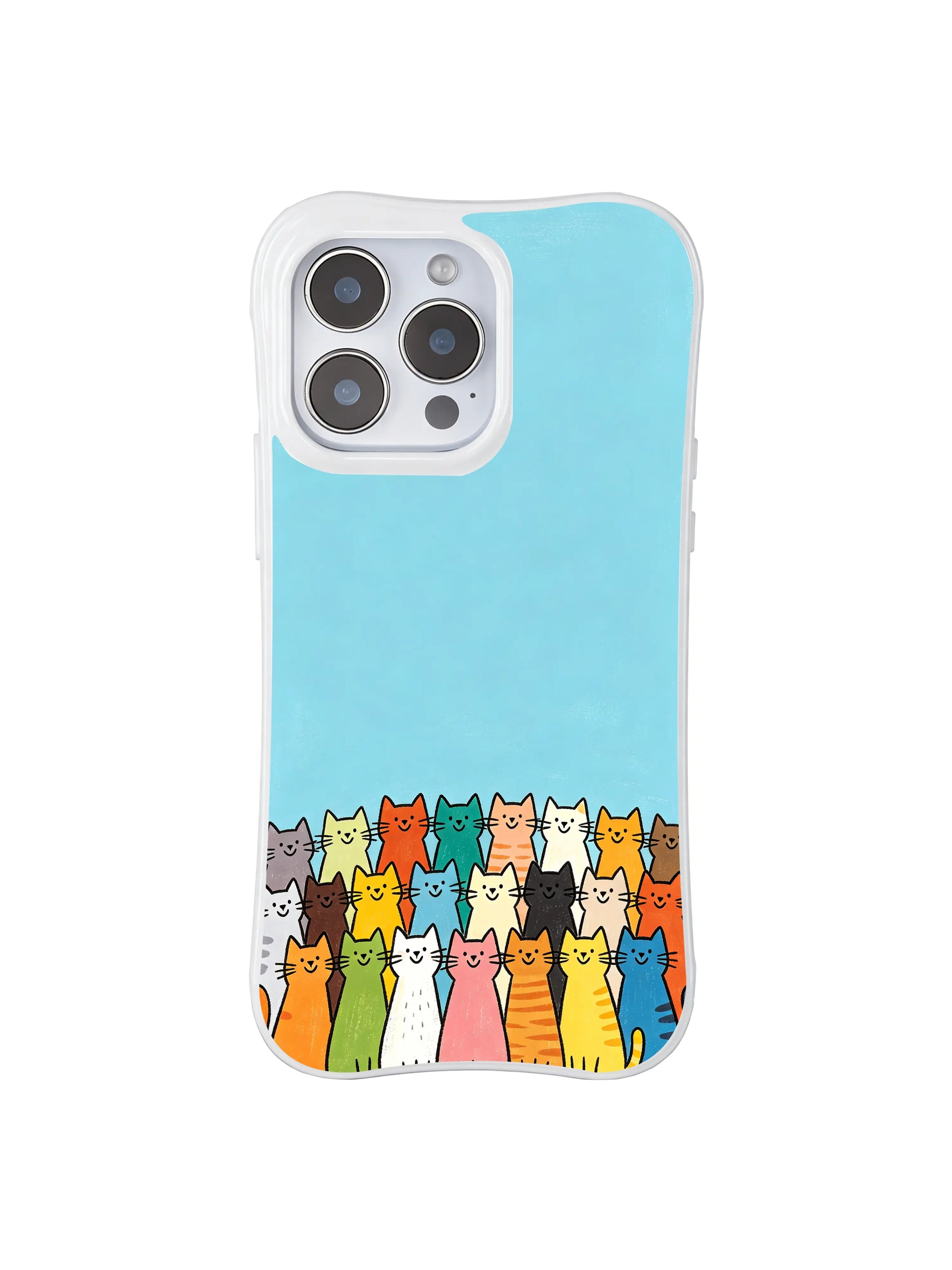 PhoneCasing iPhone 16 Pro Max featuring Sky Background Colorful Cats, a lively group of multicolored felines that bring warmth and joy to everyday use.