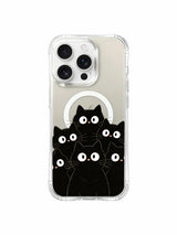 PhoneCasing iPhone 16 pro max clear case with cute black cats, a gentle design that won’t look heavy on your phone.