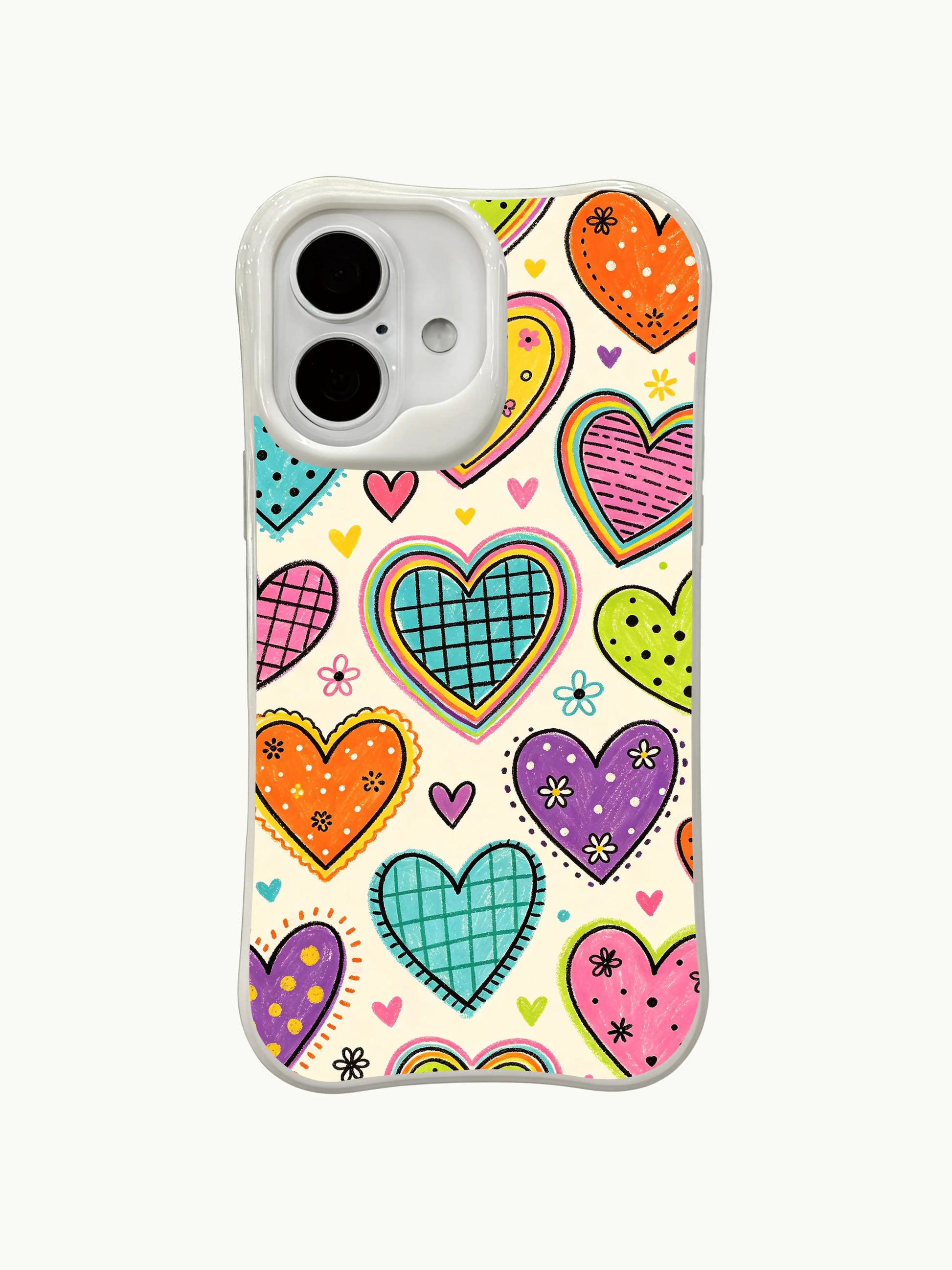 PhoneCasing soft tone heart gala iPhone 16 plus case, full-print original design crafted with fine artistic details.