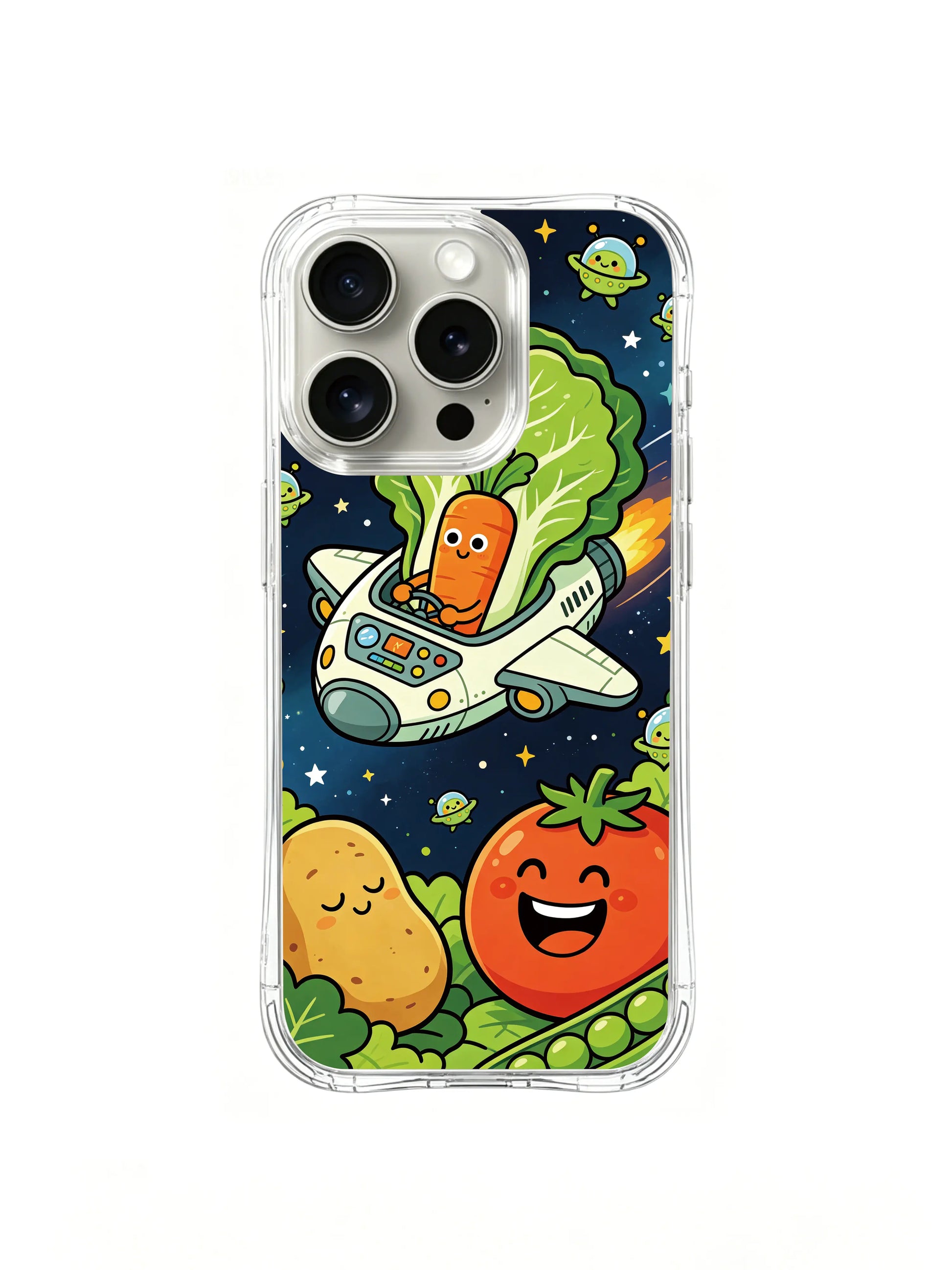 PhoneCasing iPhone 16 Pro Case with the carrot navigator on the Space Veggie Ship, exclusive Milo Yun art, premium art case for iPhone 16 Pro.
