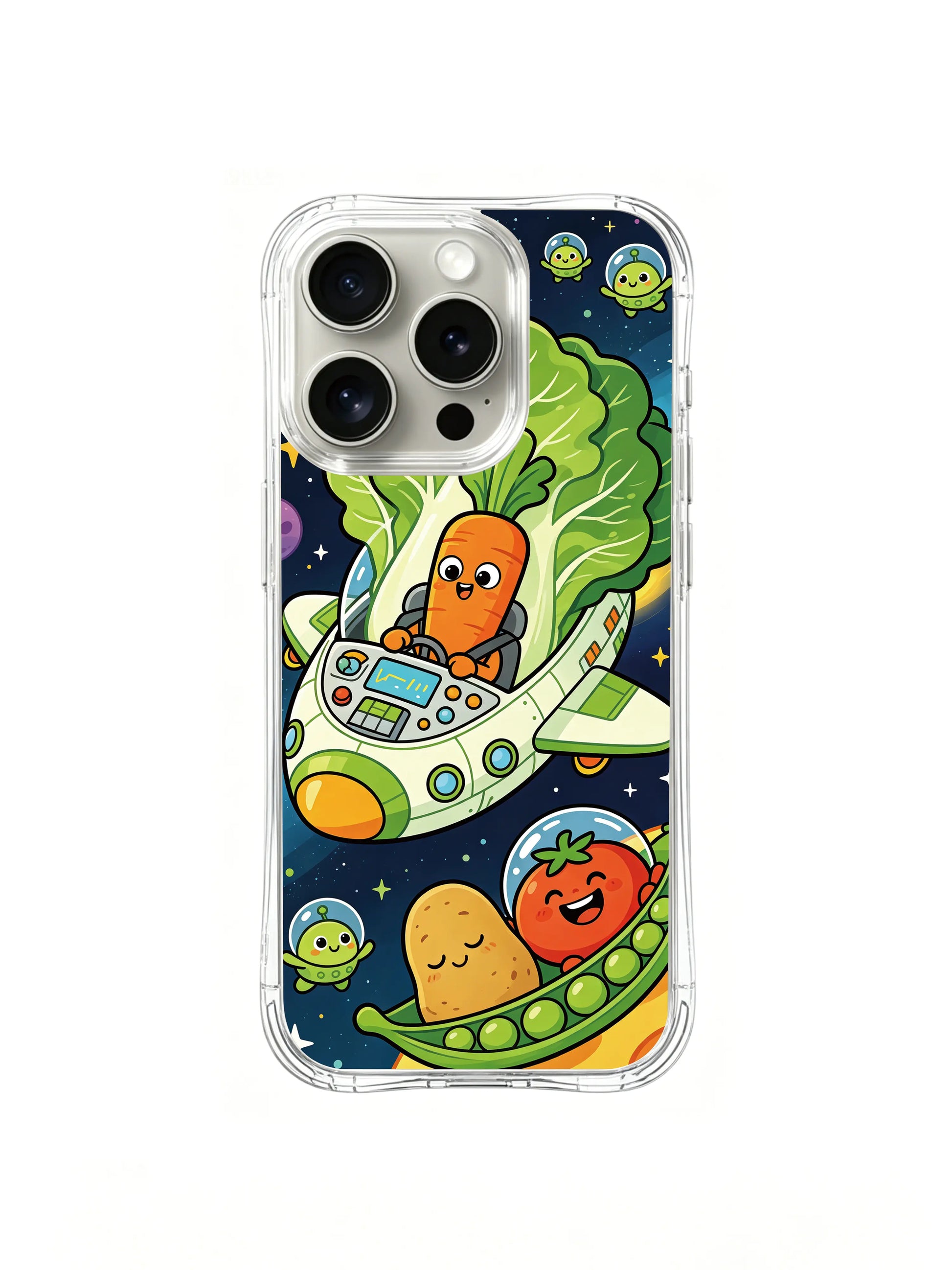 PhoneCasing iPhone 16 Pro Case with the starlight cosmic scene from the Space Veggie Ship, exclusive Milo Yun design, slim premium case.