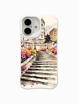 Spanish Steps and floral artwork on an iPhone 16 case