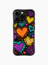 Spiral Splash Neon Hearts görseli içeren iPhone 13 Pro Max kılıfı