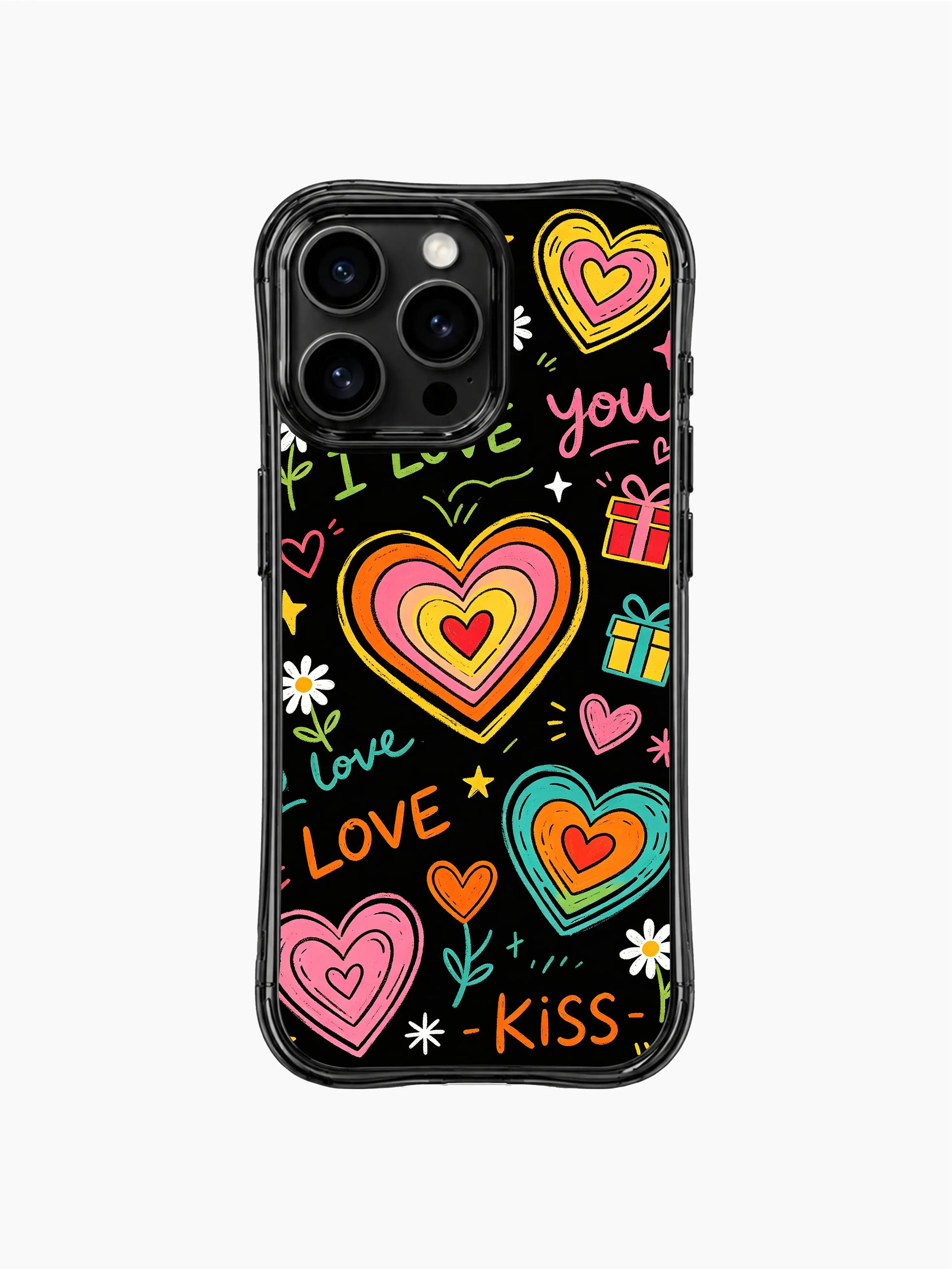 PhoneCasing iPhone 13 Pro Max cover expressive Love Letter Doodles hand sketch artwork, representing spontaneous genuine teenage crush and quiet sweet affection phone casing.