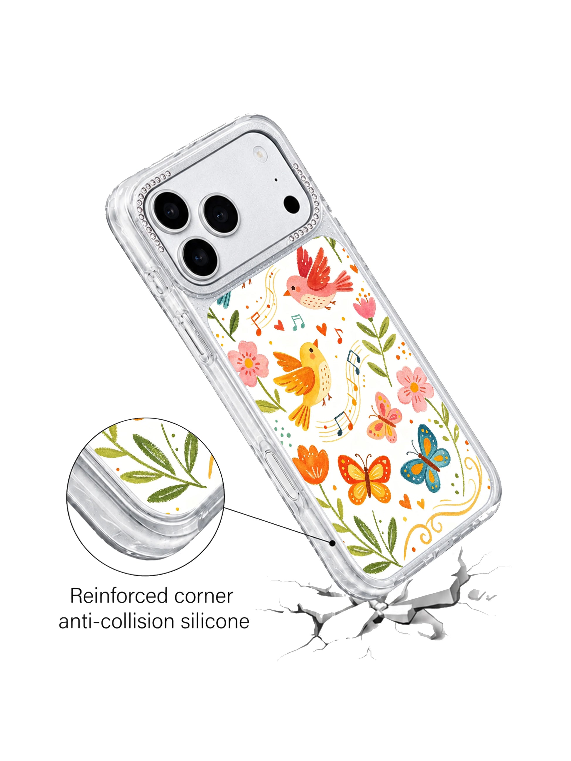 PhoneCasing fast US shipping iphone 17 pro Max case with Aurelia Finch’s cheerful spring waltz design, printed and shipped directly from our California production facility