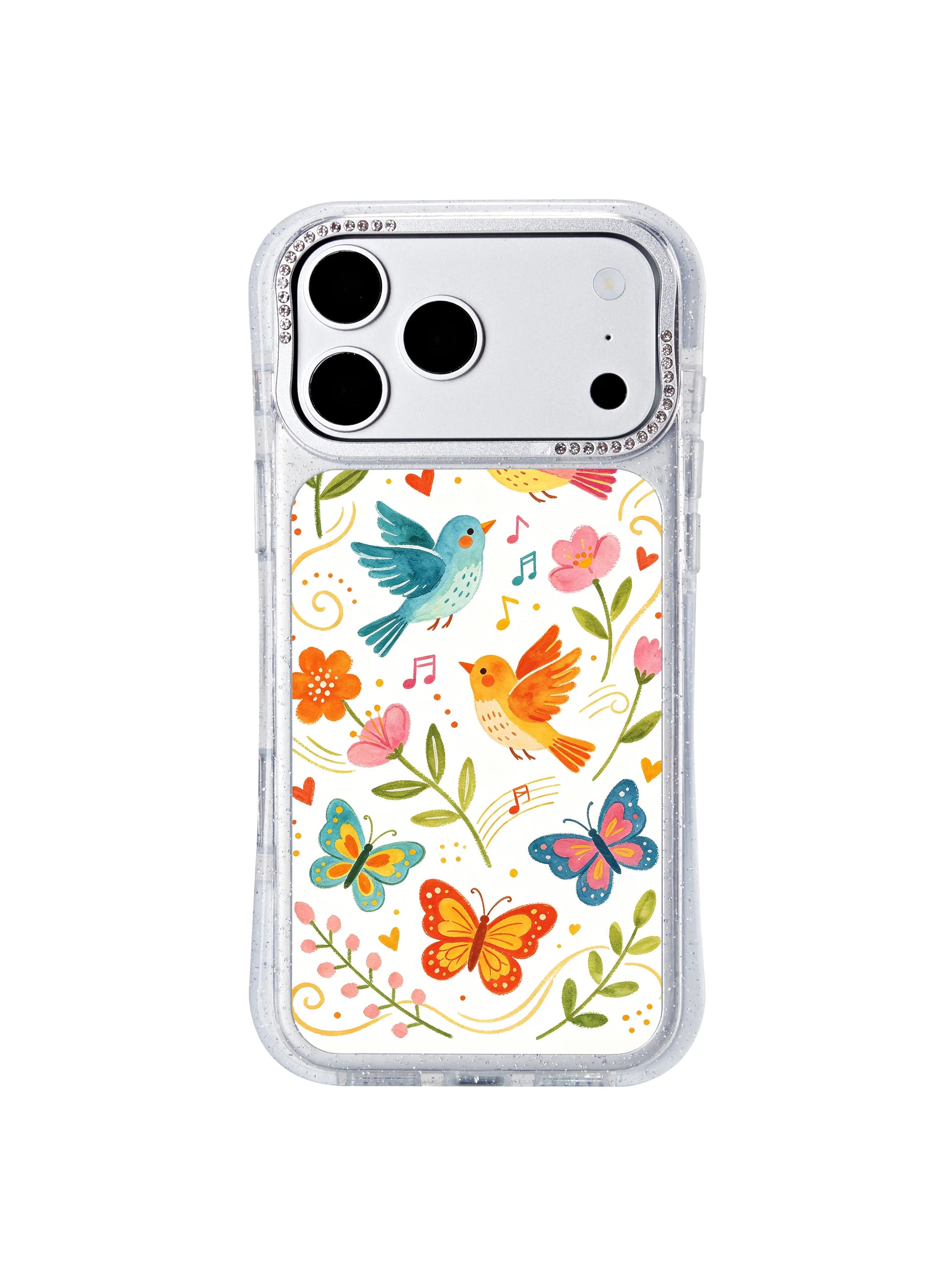 PhoneCasing gallery quality printed iphone 17 pro Max case of Aurelia Finch’s Three Birds Spring Waltz, true-to-original hand-painted watercolor texture and precise soft color reproduction.