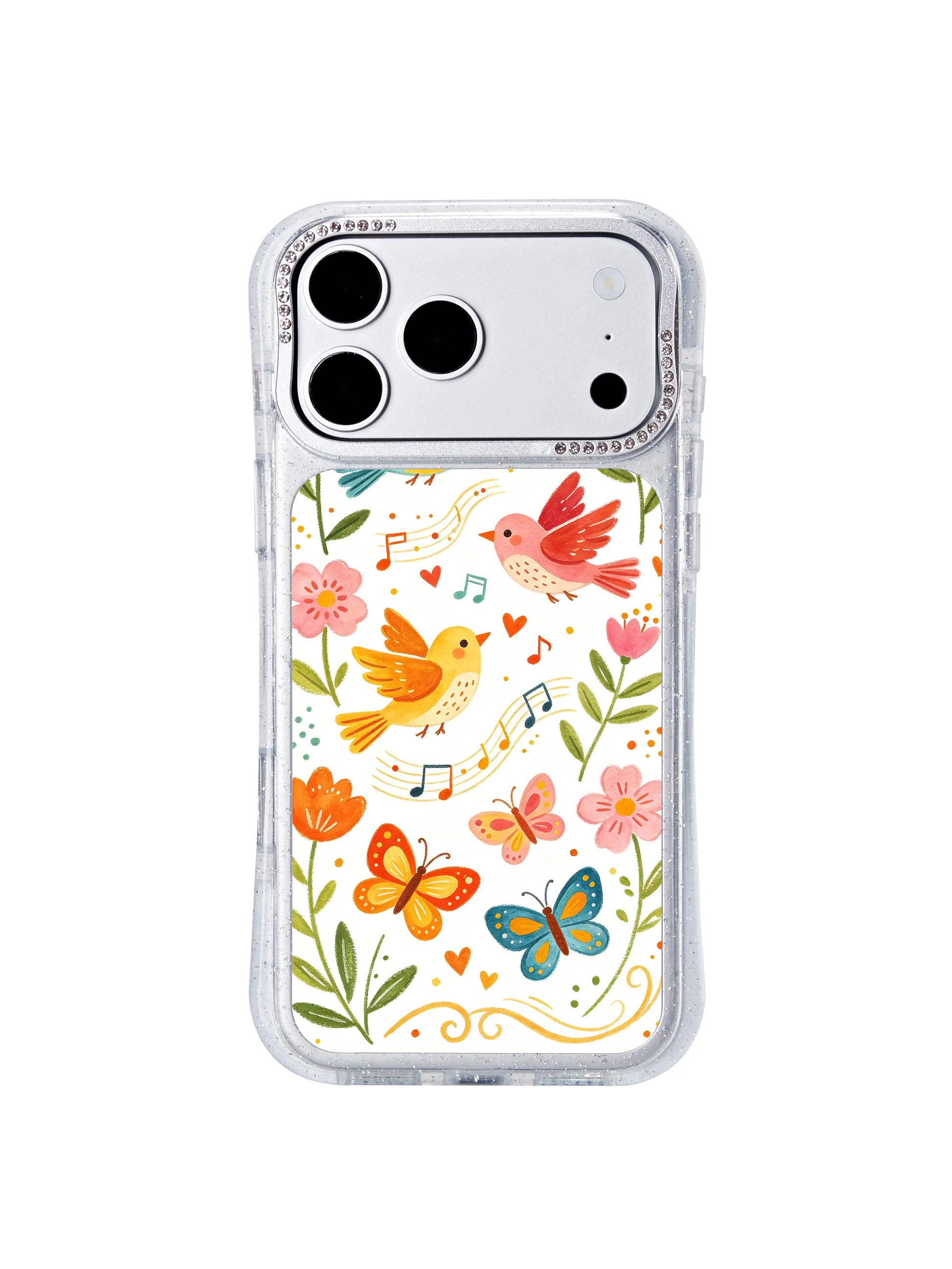 PhoneCasing MagSafe compatible iphone 17 pro Max casing with Aurelia Finch’s Spring Waltz design, precision engineered for seamless wireless charging and all magnetic phone accessories.