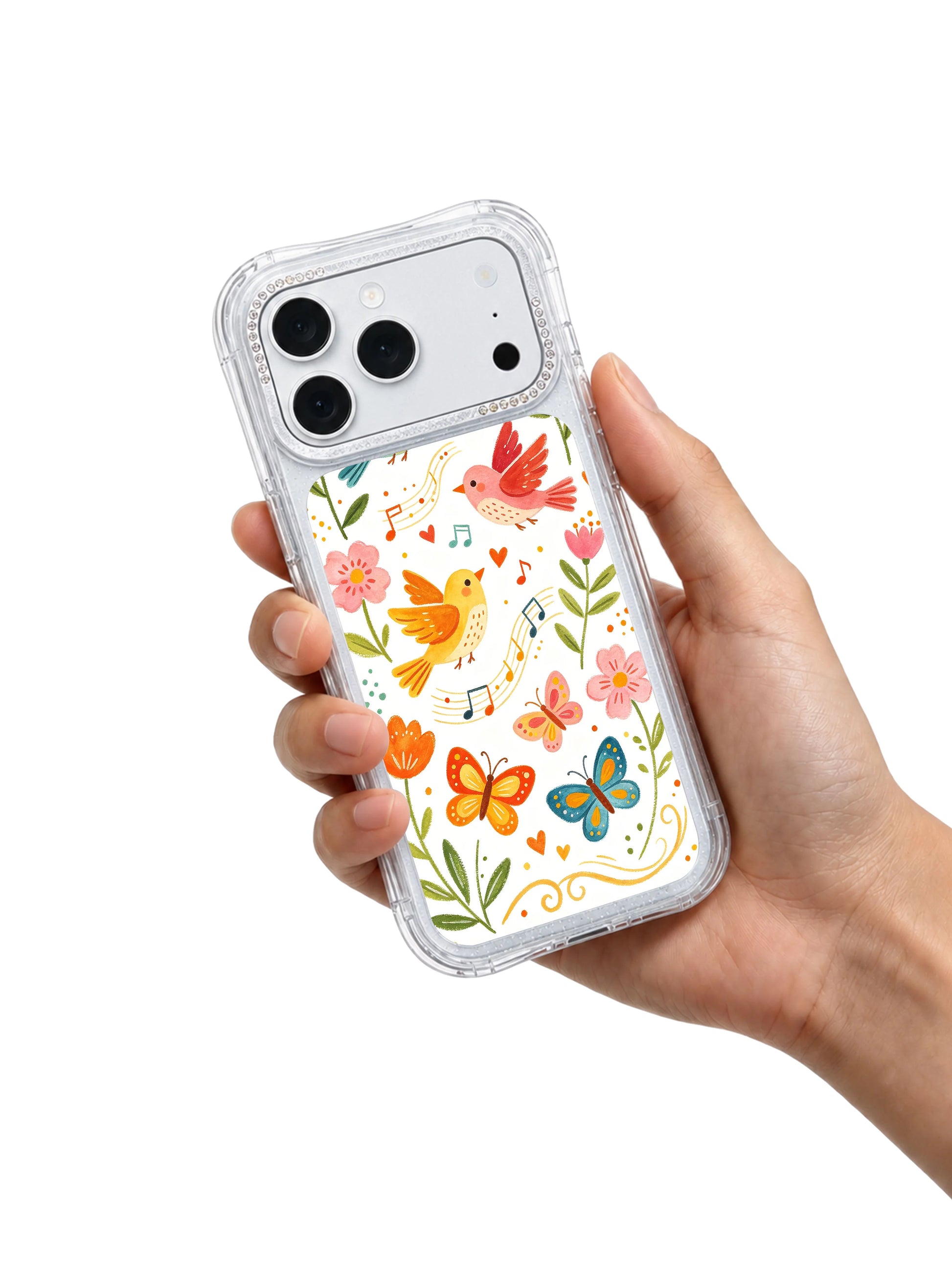 PhoneCasing charming musical bird folk art iphone 17 pro Max case from Aurelia Finch’s series, rhythmic flowing botanical motif with hand-drawn watercolor warmth.