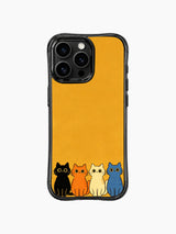 PhoneCasing iPhone 16 pro max clear case showing expressive cats on a warm golden background, full of dramatic charm.