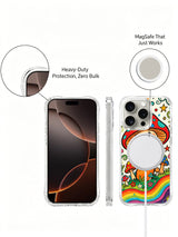 Mushroom king with star swirls on an iPhone 16 Pro Max case