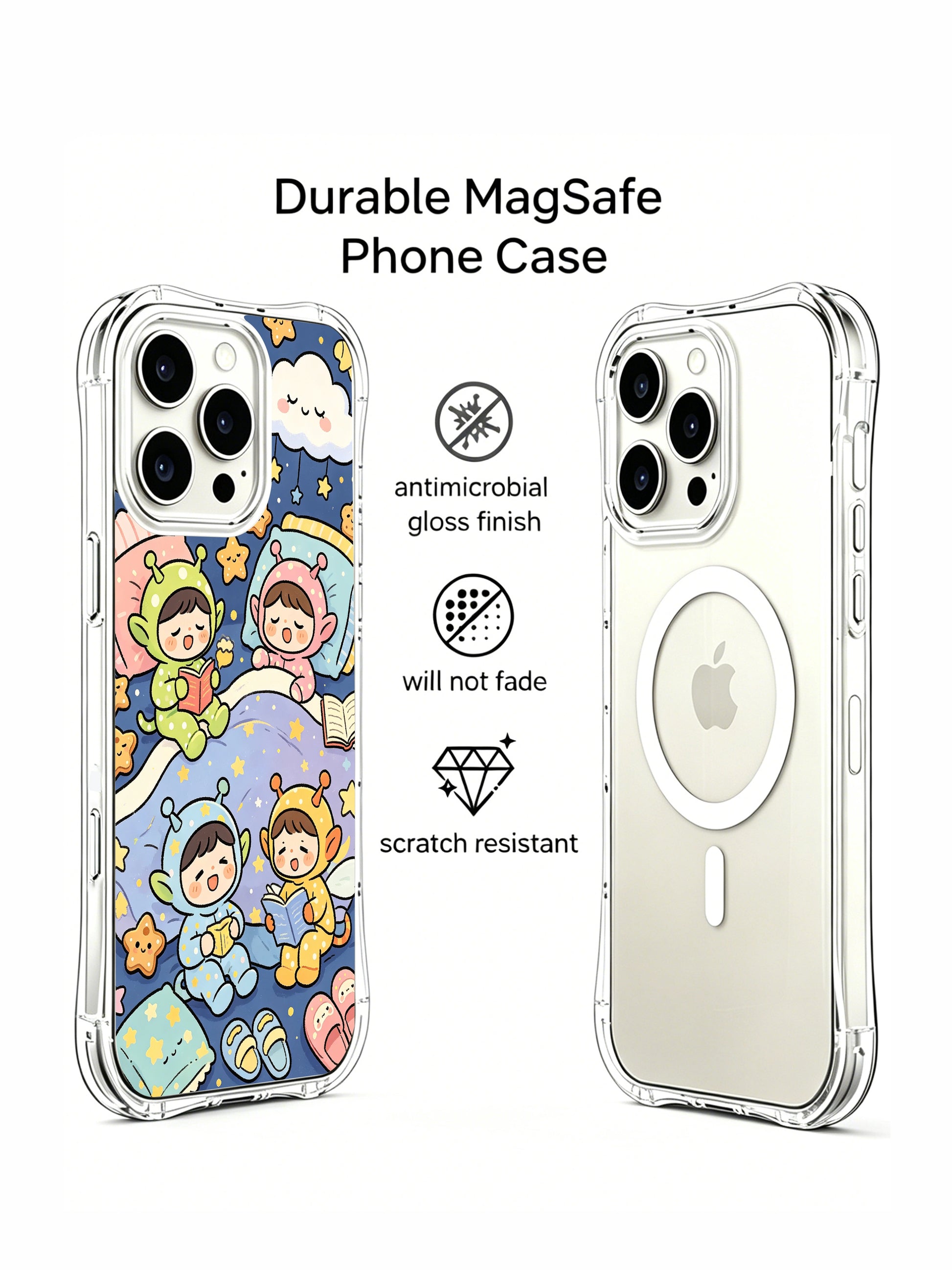 PhoneCasing iPhone 16 pro Case showcasing the playful Alien Pajama Party series by Milo Yun, premium durable art casing for iPhone 16 pro.
