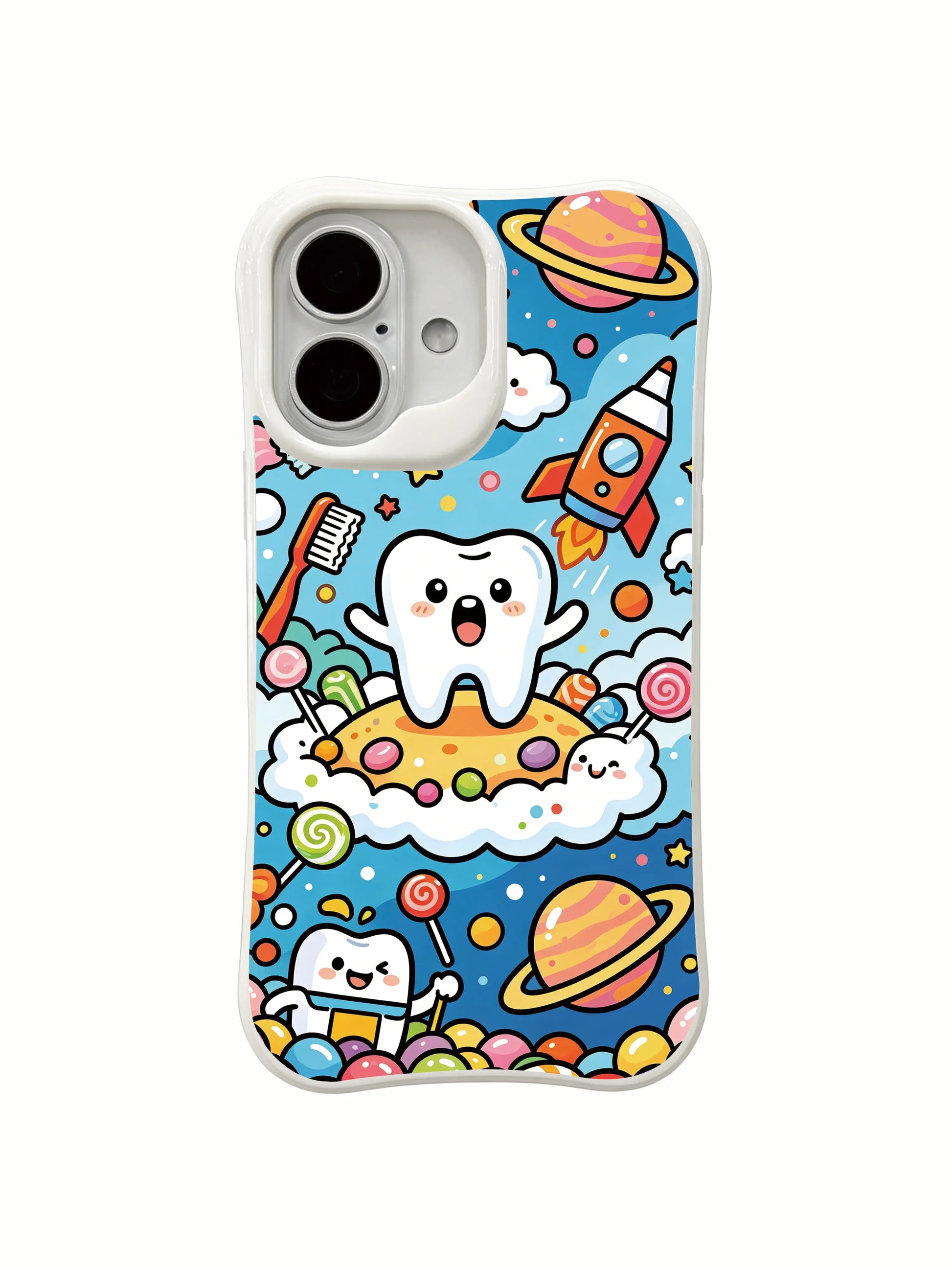 PhoneCasing sticker style dessert iPhone 16 Plus Case, Milo Yun’s Ice Cream Valley with dense full-cover illustration.