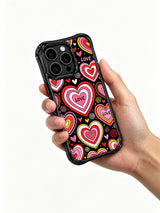 PhoneCasing iPhone 13 Pro Max cover expressive Rainbow Heart Candy Shop chalk doodle artwork, representing soft sugary candy-store love and gentle sweet heartfelt crush affection phone casing.