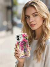 Summer coastal flower artwork on an iPhone 16 case