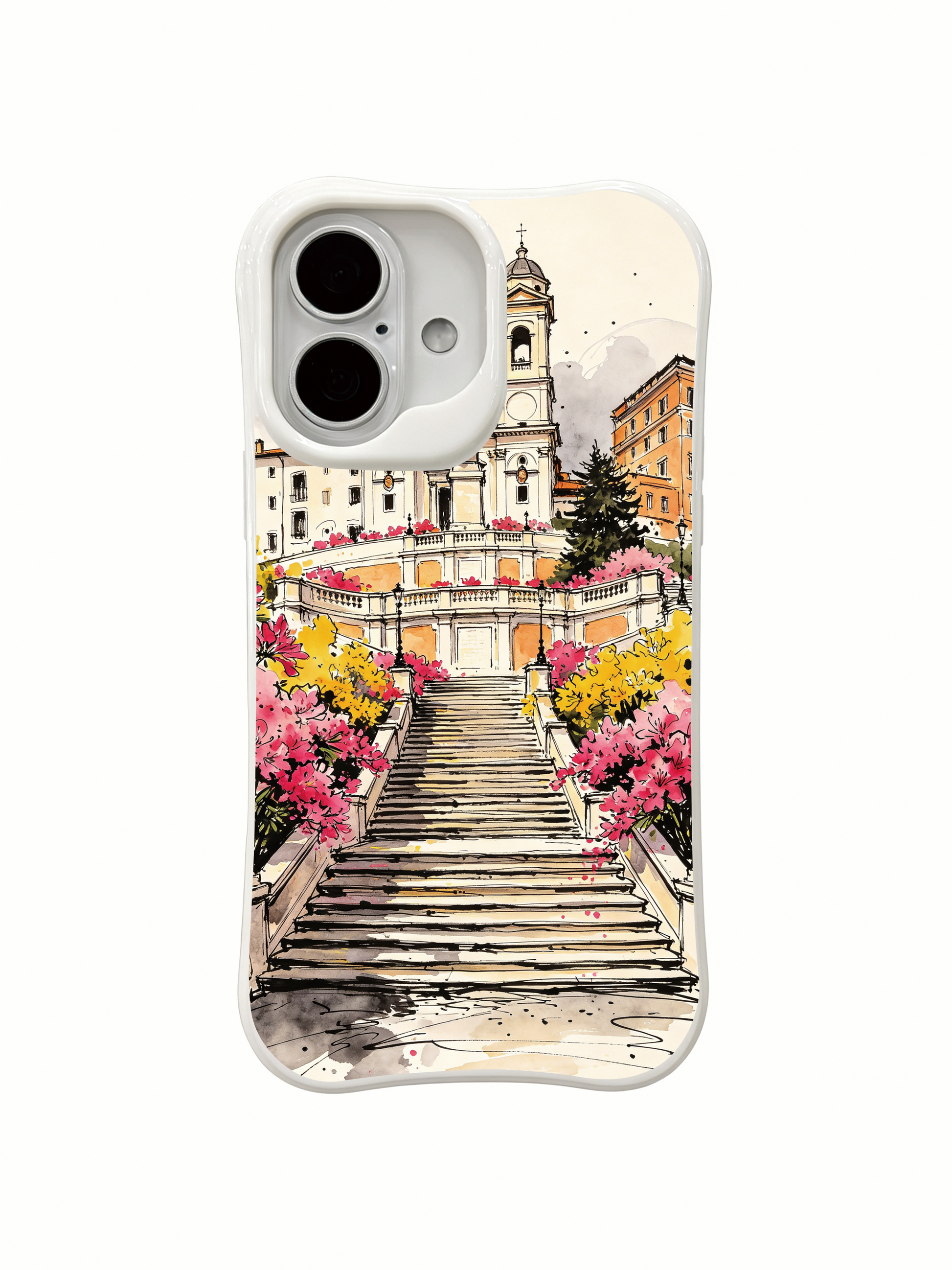 PhoneCasing sunlit Spanish Steps iPhone 16 Case, exclusive Matisse Dufré artwork