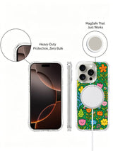 PhoneCasing iPhone 16 Pro Case with sunny garden adventure illustration, part of Milo Yun’s Happy Little Worlds collection, high-quality art casing.