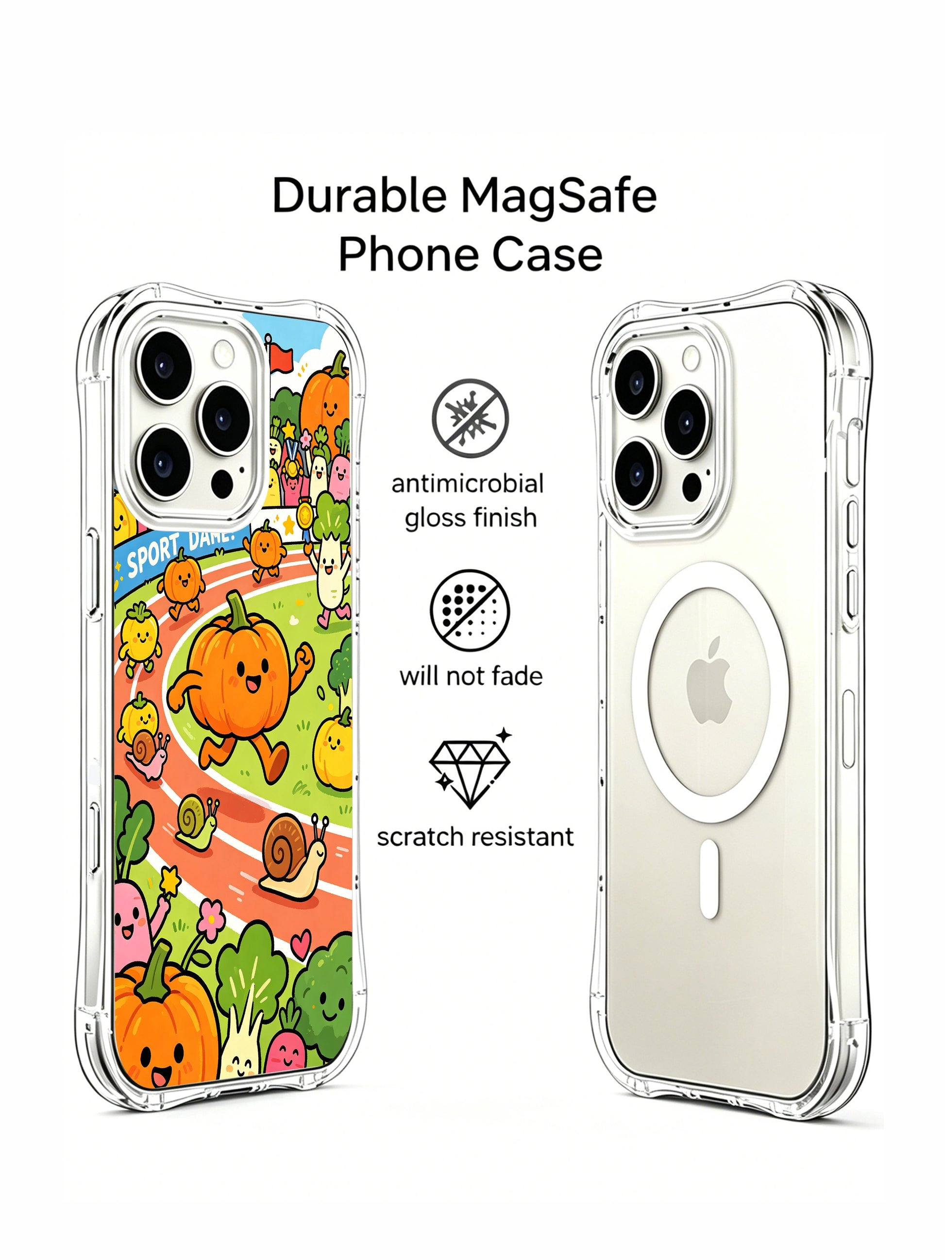 PhoneCasing iPhone 16 pro Case showcasing the playful Pumpkin Olympics series by Milo Yun, premium durable art casing for iPhone 16 pro.