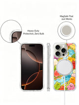 PhoneCasing iPhone 16 Pro Case with sweet candy land illustration, part of Milo Yun’s Happy Little Worlds collection, high-quality art casing.