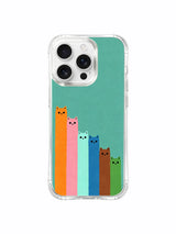 PhoneCasing iPhone 16 Pro Max showcasing Teal Elevator Kitty Squad, cats that feel like a calm little elevator ride with a sweet surprise at the top.