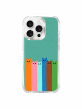 PhoneCasing iPhone 16 Pro Max showcasing Teal Sky Cat Elevator, cats that rise slowly like they’re climbing up into a calm, quiet day.