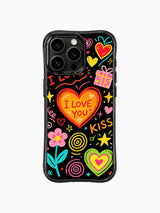 Doodle Devotion pattern içeren iPhone 13 Pro Max kılıfı