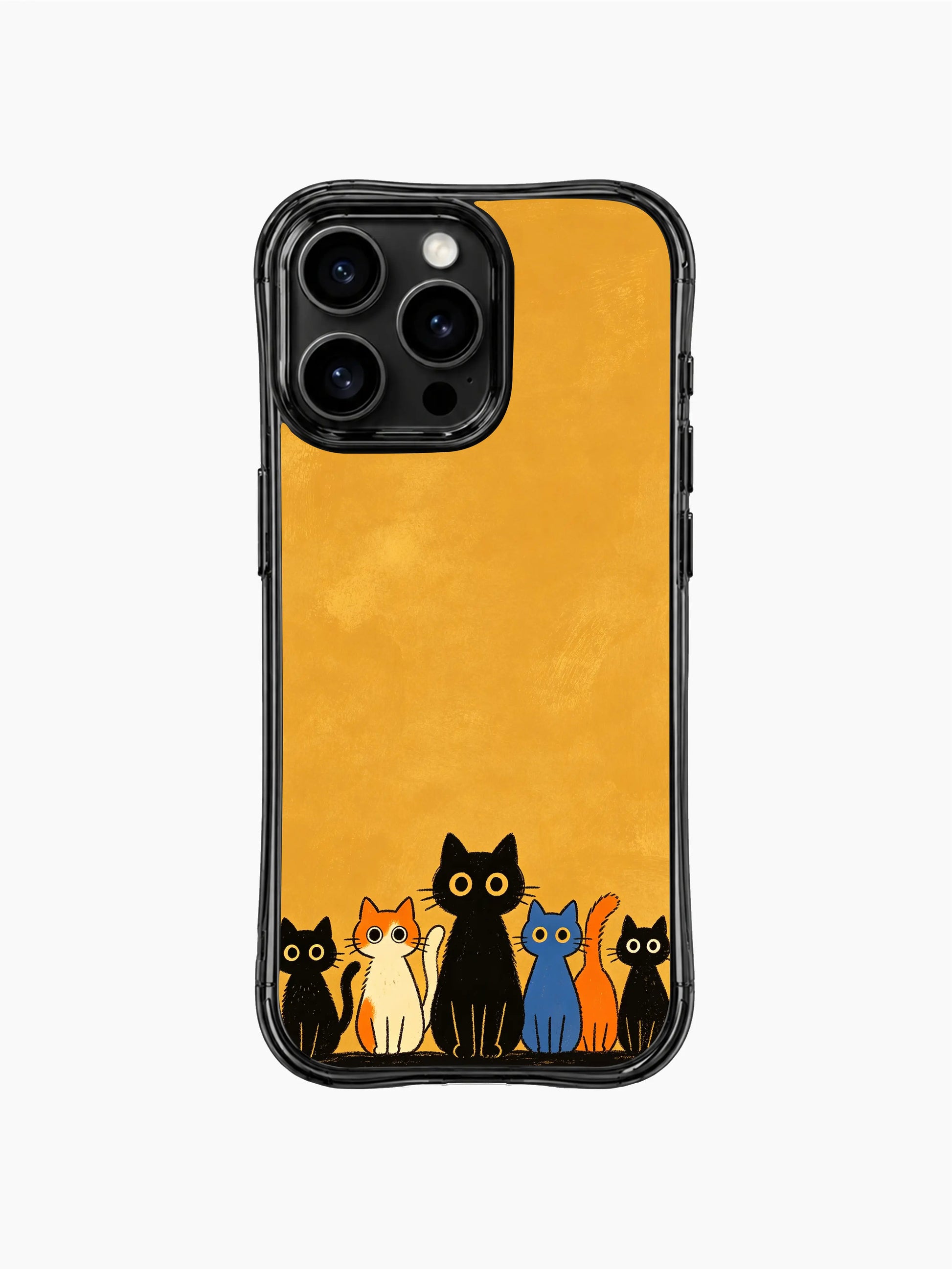 PhoneCasing iPhone 16 pro max MagSafe case with a playful design of cats lined up like actors waiting for the show.
