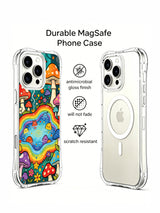 Gold stars and wisps above a woodland scene artwork on an iPhone 16 Pro Max case