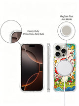 Singing mushroom with star cluster and spiral note artwork on an iPhone 16 Pro Max case