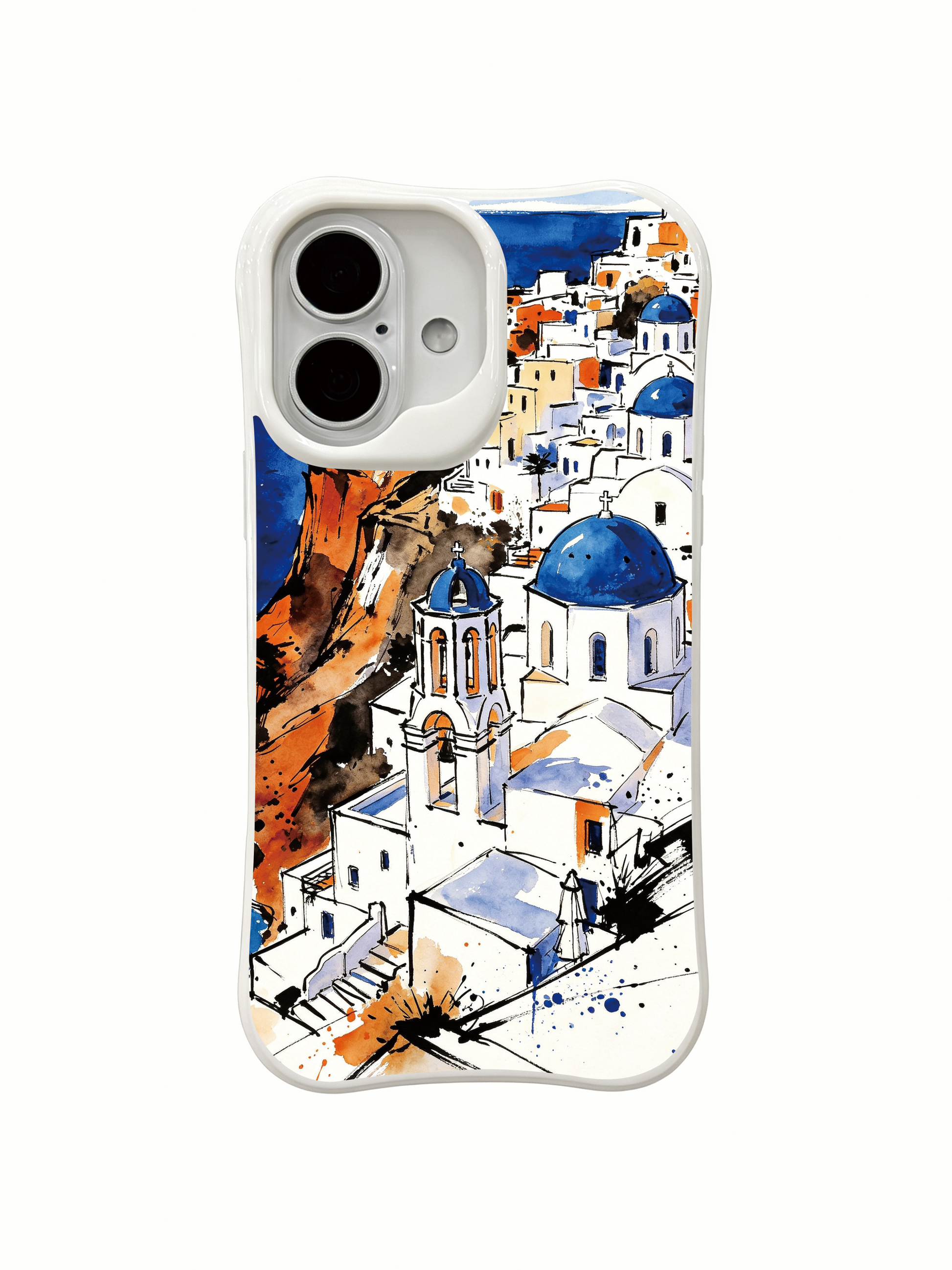 PhoneCasing tropical Greek island iPhone 16 Case, bohemian fine art print