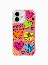 Tropical Heart Rhythm artwork on an iPhone 16 Plus case